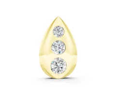 Round Diamond Teardrop Pendant Set in Yellow gold with Three Bezel-Set Stones