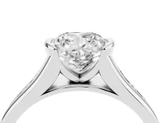 Cushion Cut Diamond Bezel-Set Solitaire Ring Set in Platinum with Channel-Set Band