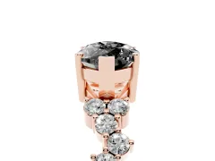 Fancy Black Marquise Cut Diamond Ring Set in Rose gold with Scattered Round Accents