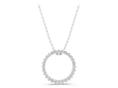 Round Diamond Halo Pendant Set in Silver with Prong-Set Circle