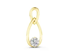 Round Solitaire Infinity Pendant Set in Yellow gold with Bezel-Set Diamond