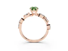 Fancy Green Pear Cut Diamond Solitaire Ring Set in Rose gold with Twisted Marquise Accent Band