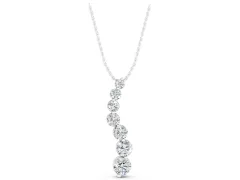 Graduated Round Diamond Pendant Set in White gold with Curved Prong-Set Row