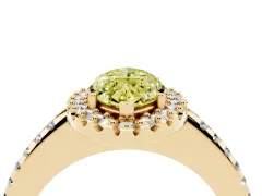 Fancy Yellow Marquise Cut Diamond Pavé Halo Ring Set in Yellow gold with Prong Setting