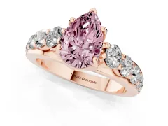 Fancy Pink Pear Cut Diamond Pavé Engagement Ring Set in Rose gold with Prong Setting