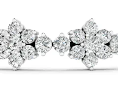 Round Diamond Floral Cluster Tennis Bracelet Set in White gold with Prong Setting