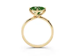 Fancy Green Princess Cut Diamond Solitaire Engagement Ring Set in Yellow gold with Classic Plain Band