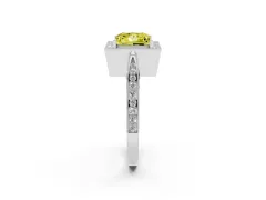 Fancy Yellow Princess Cut Diamond Halo Engagement Ring Set in Silver with Accent Split Shank Band