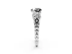 Fancy Black Heart Cut Diamond Three-Stone Ring Set in White gold with Braided Band