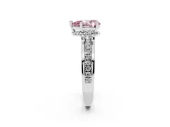 Fancy Pink Pear Cut Diamond Solitaire Ring Set in Silver with Channel Set Band and Prong Setting