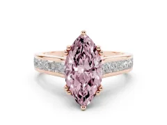 Fancy Pink Marquise Cut Diamond Channel Set Solitaire Engagement Ring Set in Rose gold with Prong Setting