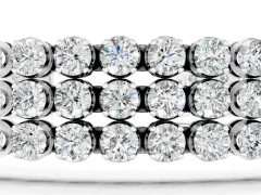 Round Diamond Three-Row Tennis Bracelet Set in White gold with Bezel Setting