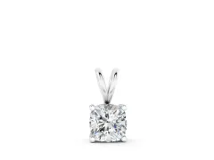 Cushion Diamond Solitaire Pendant Set in Silver with Prong Setting