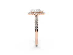 Pear Cut Diamond Halo Pavé Engagement Ring Set in Rose gold with Prong Setting