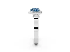 Fancy Blue Heart Cut Diamond Halo Ring Set in Platinum with Twist Band and Pavé Accents