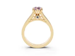 Fancy Pink Marquise Cut Diamond Channel Set Solitaire Engagement Ring Set in Yellow gold with Prong Setting