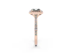 Fancy Black Asscher Cut Diamond Halo Engagement Ring Set in Rose gold with Round Pavé Shoulders and Heart Gallery