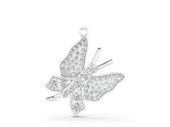 Pavé Round Diamond Butterfly Pendant Set in White gold with Prong Setting