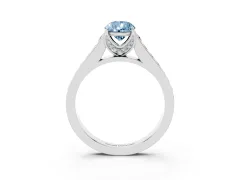 Fancy Blue Pear Cut Diamond Solitaire Pavé Engagement Ring Set in Platinum with Prong Setting