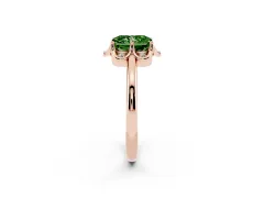 Fancy Green Radiant Cut Diamond Round Cluster Halo Ring Set in Rose gold with Solitaire Band and Prong Setting