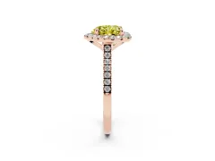 Fancy Yellow Heart Cut Diamond Cushion Halo Ring Set in Rose gold with Pavé Band