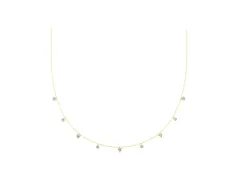 Heart and Round Diamond Station Necklace Set in Yellow gold with Alternating Stones