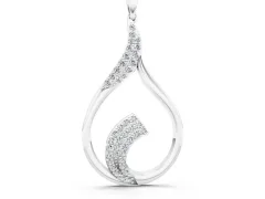 Pavé Round Diamond Twist Pendant Set in White gold with Open Teardrop