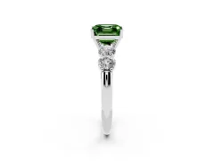 Fancy Green Asscher Cut Diamond Five-Stone Prong Set Ring Set in Platinum with Classic Band