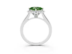 Fancy Green Princess Cut Diamond Halo Engagement Ring Set in Silver with Pavé Band and Rising Shoulders