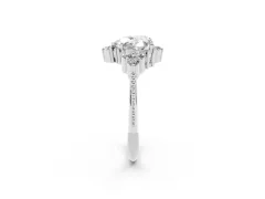 Heart Cut Diamond Cluster Ring Set in Platinum with Beaded Band
