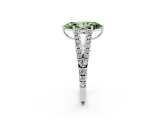 Fancy Green Marquise Cut Diamond Split Shank Pavé Engagement Ring Set in Silver with Prong-Held Center Stone