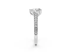 Pear Cut Diamond Prong Set Solitaire Engagement Ring Set in Platinum with Pavé Band