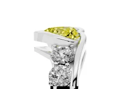 Fancy Yellow Heart Cut Diamond Bezel Bypass Ring Set in Platinum with Round Accents