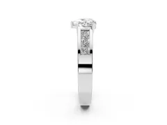 Heart Cut Diamond Solitaire Ring Set in Silver with Channel-Set Accent Stones and Prong Setting
