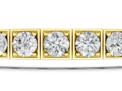 Round Diamond Channel Set Tennis Bracelet Set in Yellow gold with Four-Prong Setting