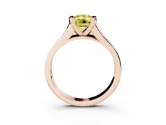 Fancy Yellow Emerald Cut Diamond Bezel-Set Solitaire Ring Set in Rose gold with Channel-Set Band