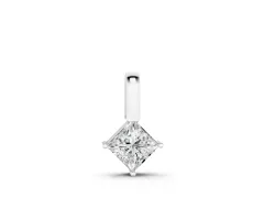 Princess Cut Diamond Pendant Set in Silver with Square Bezel Frame