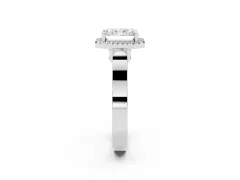 Radiant Cut Diamond Halo Ring Set in White gold with Pavé-Lined Split Shank Band