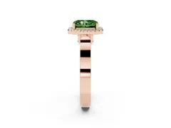 Fancy Green Radiant Cut Diamond Halo Ring Set in Rose gold with Pavé-Lined Split Shank Band