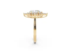 Pear Cut Diamond Cluster Halo Ring Set in Yellow gold with Marquise and Round Accents
