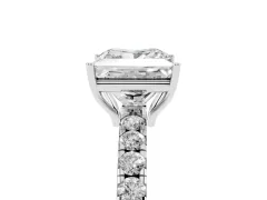 Princess Cut Diamond Pavé Solitaire Engagement Ring Set in Platinum with Prong Setting