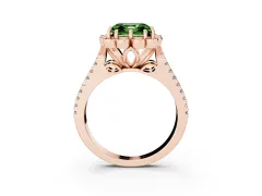 Fancy Green Asscher Cut Diamond Floral Halo Split Shank Engagement Ring Set in Rose gold with Pavé Shank