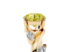 Fancy Yellow Round Cut Diamond Solitaire Ring Set in Yellow gold with Twisted Marquise Accent Band