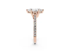 Marquise Cut Diamond Solitaire Ring Set in Rose gold with Brilliant Pavé Band and Prong Setting