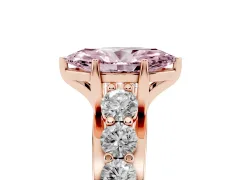 Fancy Pink Marquise Cut Diamond Pavé Engagement Ring Set in Rose gold with Prong Setting
