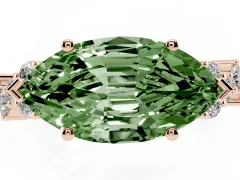 Fancy Green Marquise Cut Diamond Ring Set in Rose gold with Scattered Round Accents