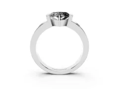 Fancy Black Heart Cut Diamond Channel-Set Band Ring Set in Platinum with Bezel Prong Setting