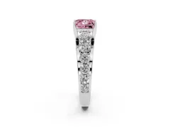 Fancy Pink Princess Cut Diamond Pavé Engagement Ring Set in White gold with Prong Setting
