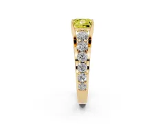 Fancy Yellow Princess Cut Diamond Pavé Engagement Ring Set in Yellow gold with Prong Setting