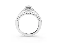Radiant Cut Diamond Halo Ring Set in White gold with Channel Set Band and Prong Setting